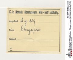 Etiketten zu Quarz (Chalcedon, Chrysopras) (NHMW-MIN-Ay819)